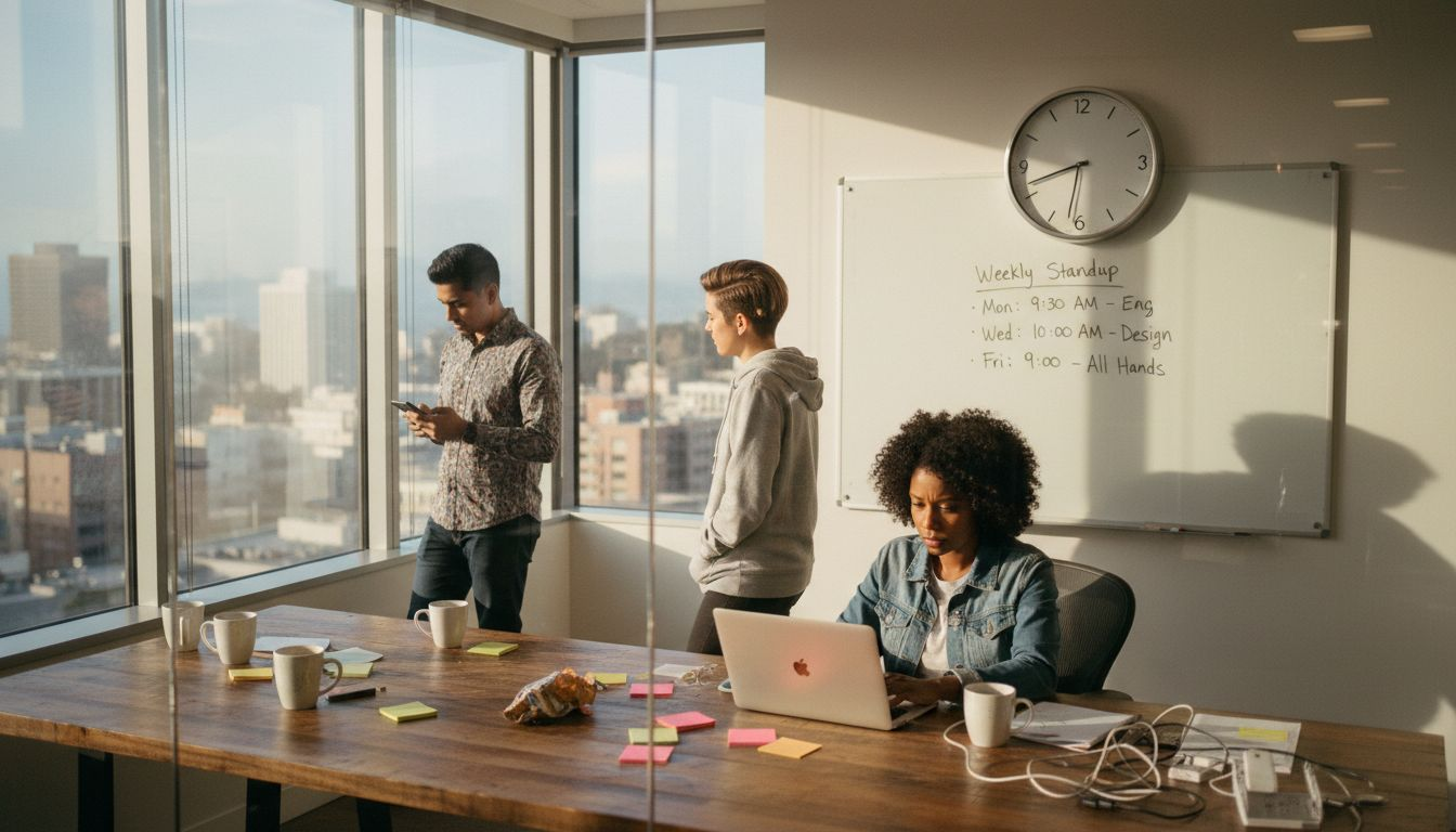 Tech team working in startup office