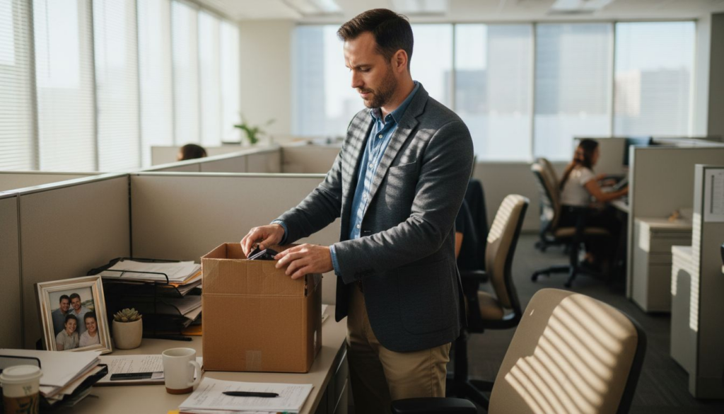 California employee packing up after termination